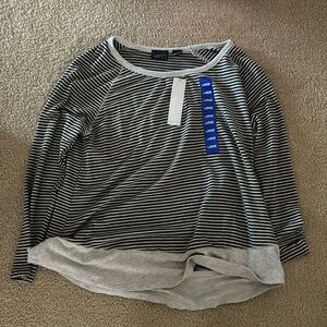NWT Kersh size large striped long sleeve shirt with grey outlining